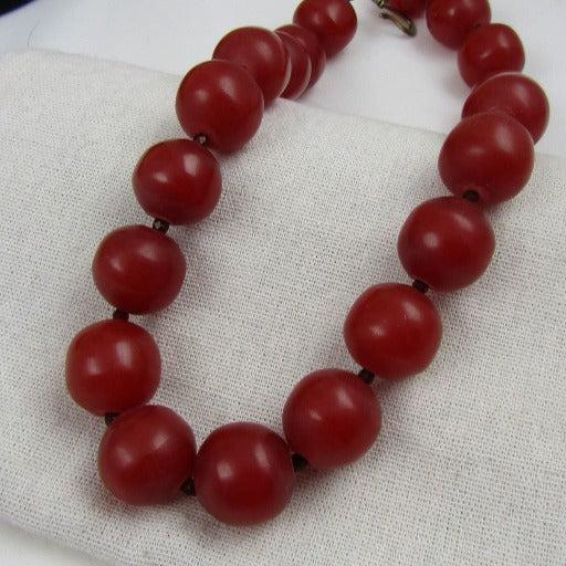 Big Bold Handmade African Cherry Red Bead Necklace - VP's Jewelry