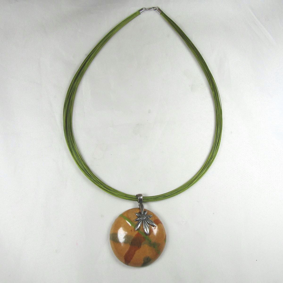 Handmade Fair Trade Kazuri Pendant on Multi-strand Peridot Necklace - VP's Jewelry