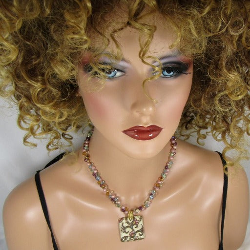 Pink & Cream Handmade Artisan Bead Necklace - VP's Jewelry