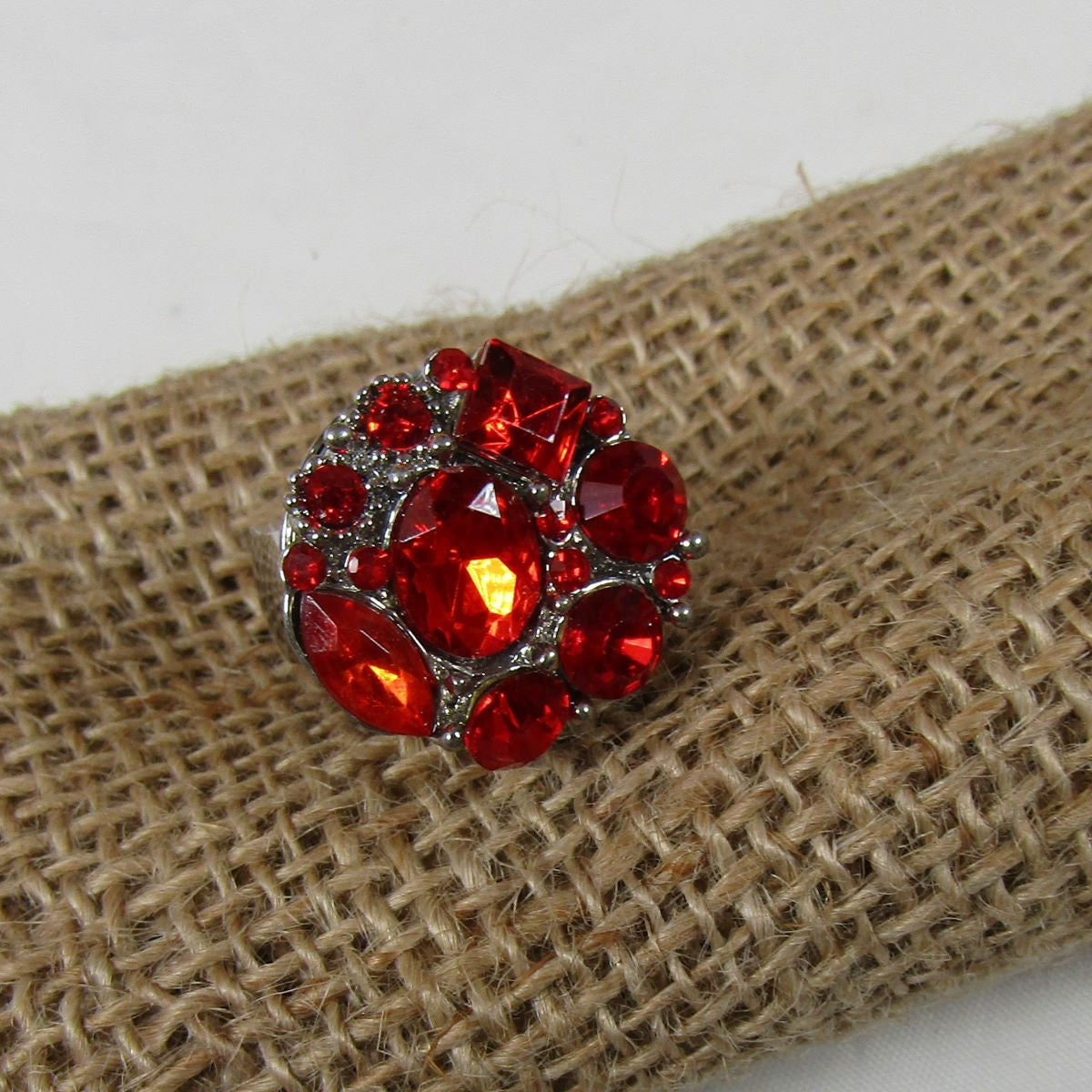 Red Multi Crystal Fashion Ring Size 7