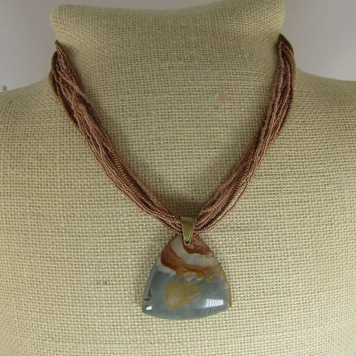 Succor Creek Jasper Pendant On Multi Strand Necklace - VP's Jewelry
