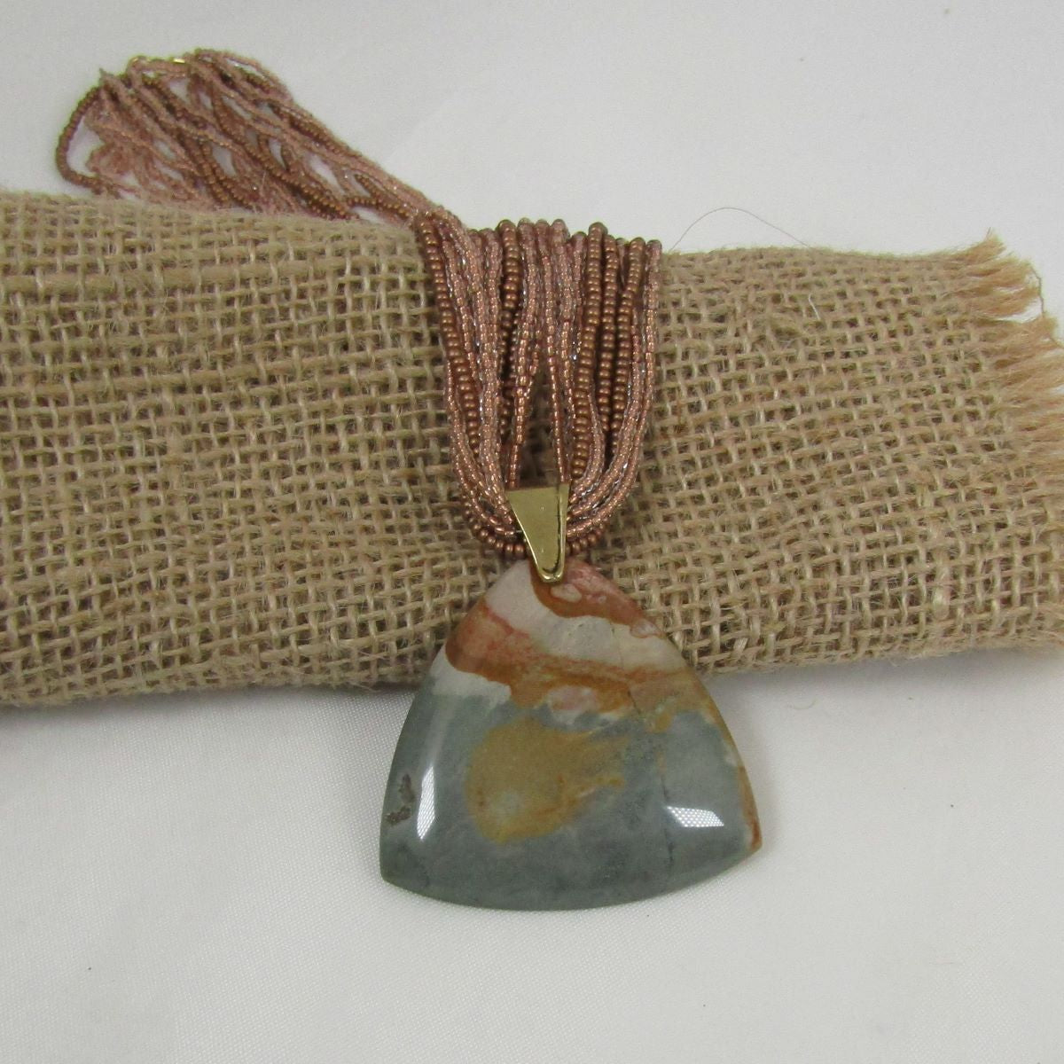 Succor Creek Jasper Pendant On Multi Strand Necklace - VP's Jewelry