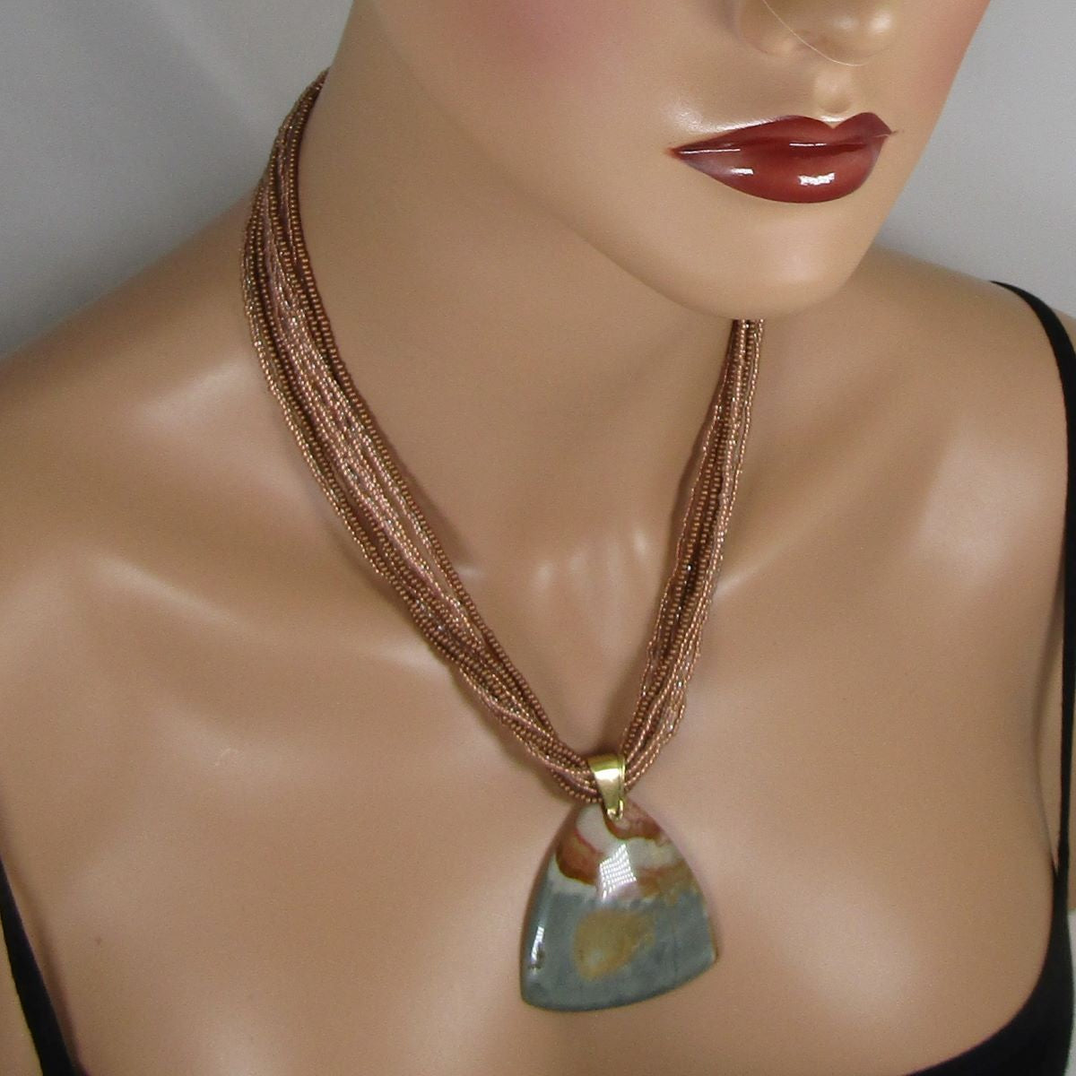 Succor Creek Jasper Pendant On Multi Strand Necklace - VP's Jewelry