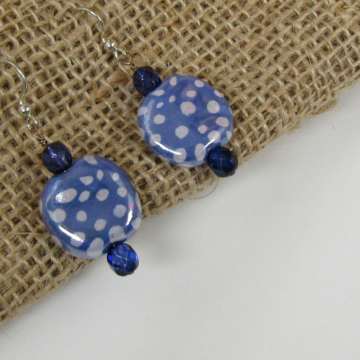 Kazuri Earring in Green or Peacock Silver Ear Wires - VP's Jewelry