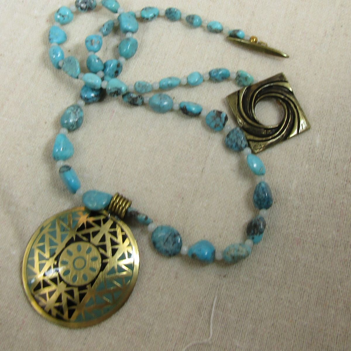 Turquoise Nugget Necklace with Medallion - VP's Jewelry