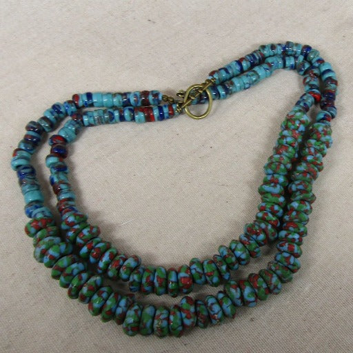 Blue Green Jasper Gemstone Multi-strand Necklace