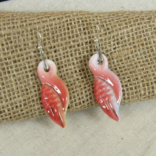Pink & White Ceramic Earrings Handcrafted Jewelry - VP's Jewelry