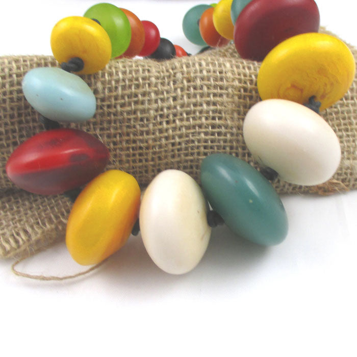 African Trade Bead Statement Necklace Large Mutli-colored Beads - VP's Jewelry