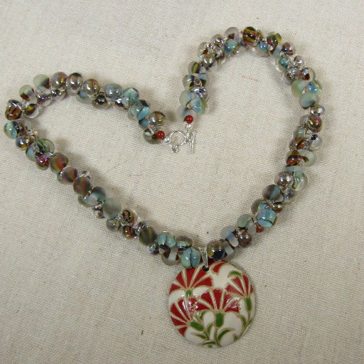 Handmade Red Carnation Artisan Pendant Necklace - VP's Jewelry