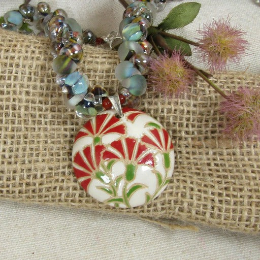 Handmade Red Carnation Artisan Pendant Necklace - VP's Jewelry