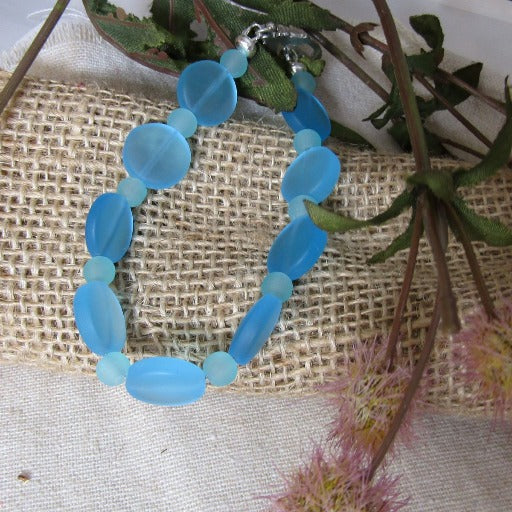 Aqua Sea Glass Bracelet