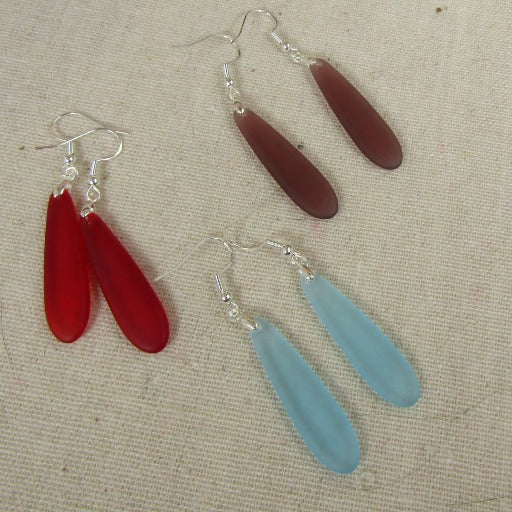 Long Teardrop Sea Glass Earrings