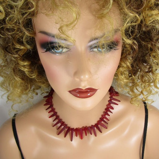 Ruby Red Sea Glass Collar Necklace - VP's Jewelry