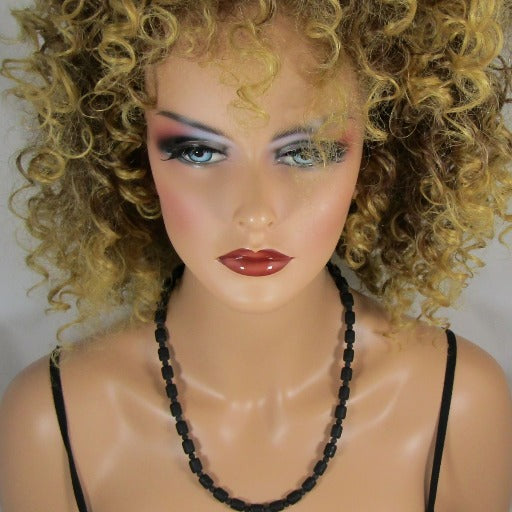 Matte Black Sea Glass Necklace - VP's Jewelry