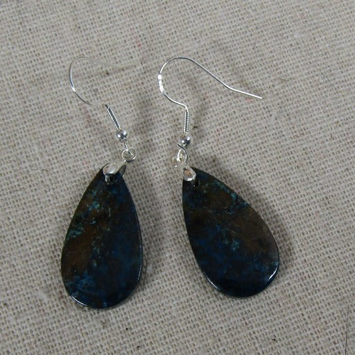 Gemstone Azurite Teardrop Earrings