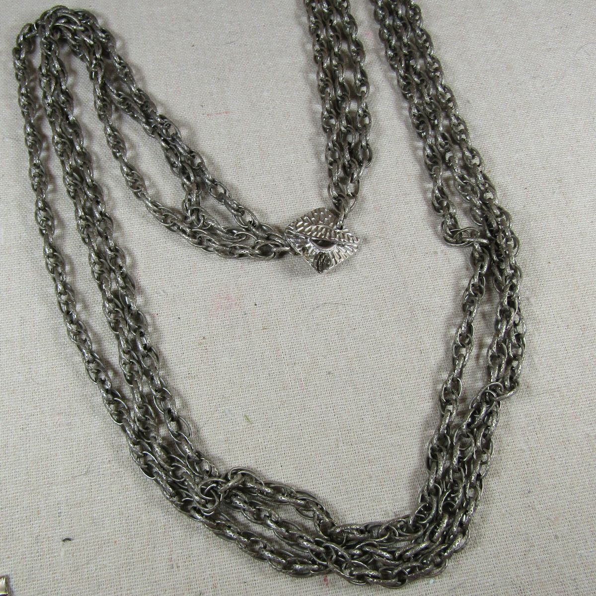 Long Multi Strand Silver Link Chain Necklace - VP's Jewelry