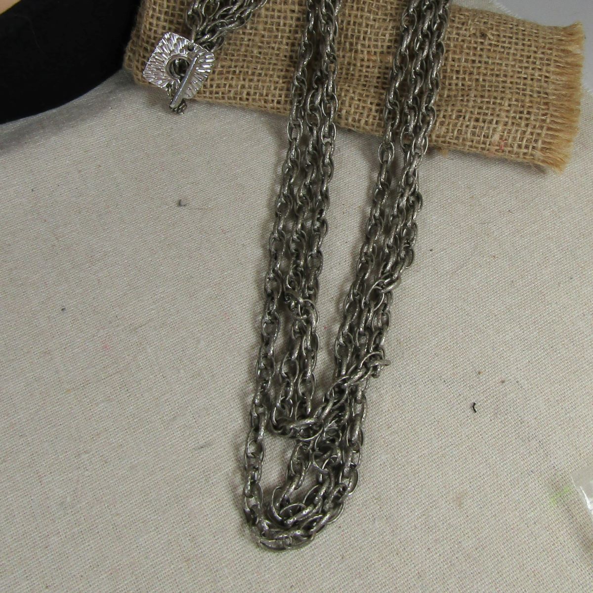 Long Multi Strand Silver Link Chain Necklace - VP's Jewelry