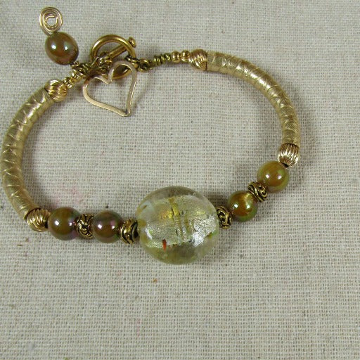 Gold Bangle Bracelet with Handmade Focus - VP's Jewelry