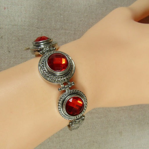 Red Crystal & Silver Bracelet - VP's Jewelry