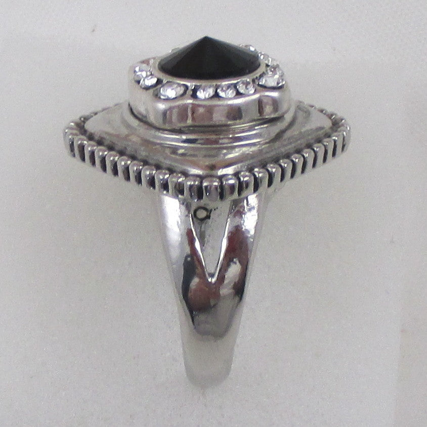 Black Rhinestone Fashion Ring Size 8