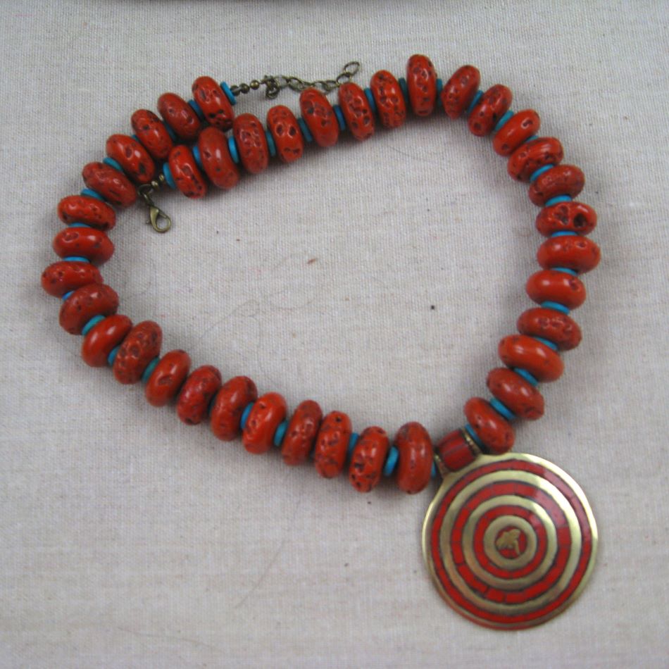 Tibetan Red Buddha Eye Pendant Necklace - VP's Jewelry