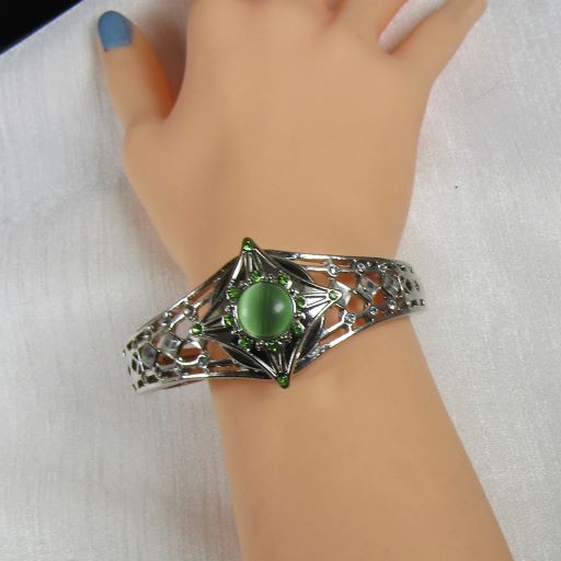 Green Crystal Cuff Bangle Bracelet - VP's Jewelry