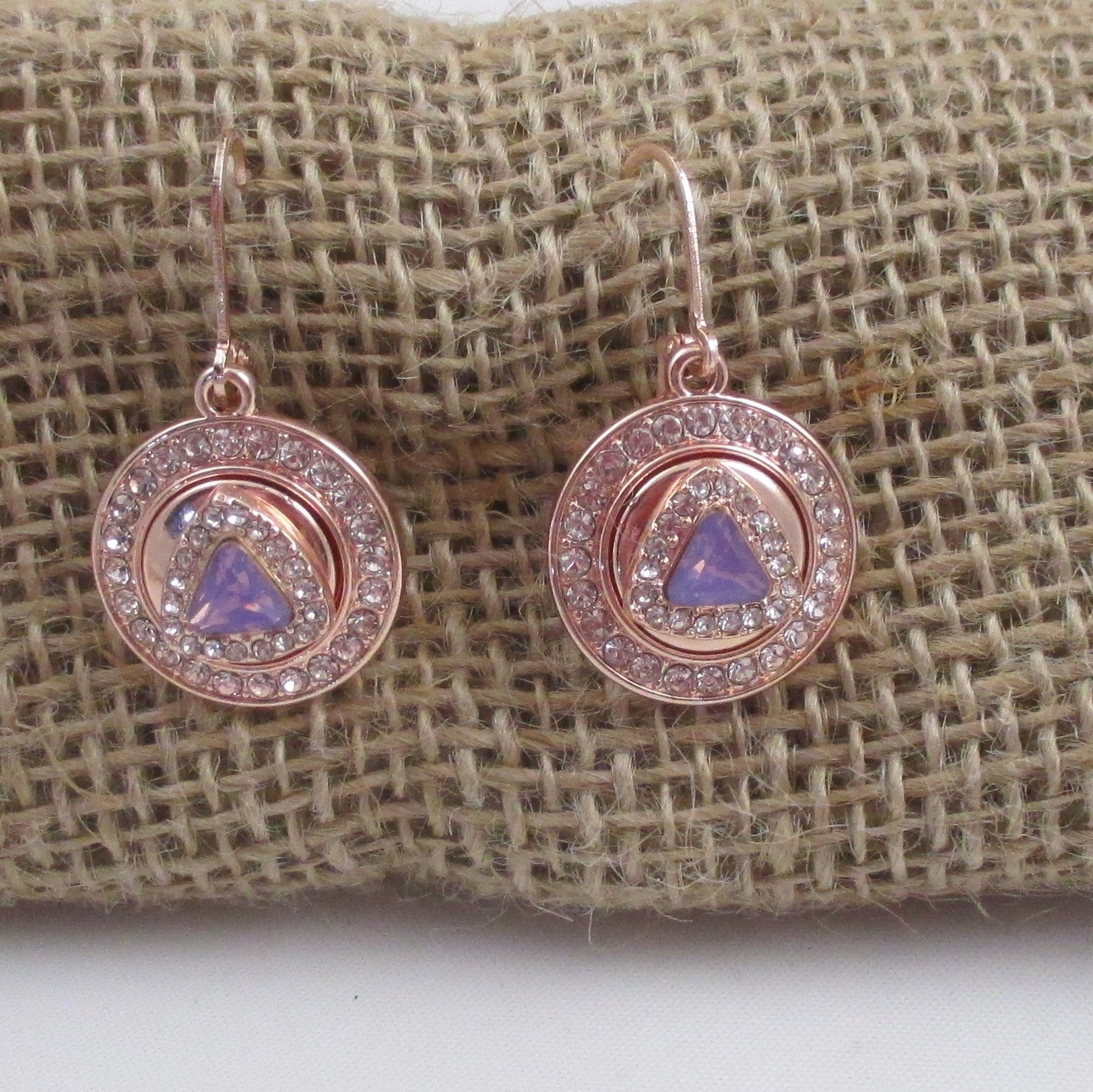 Lavender Crystal & Rose Gold Drop Earrings - VP's Jewelry