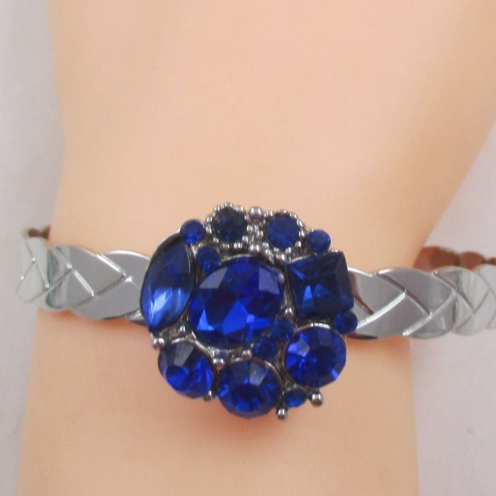 Royal Blue Crystal Bangle Bracelet - VP's Jewelry