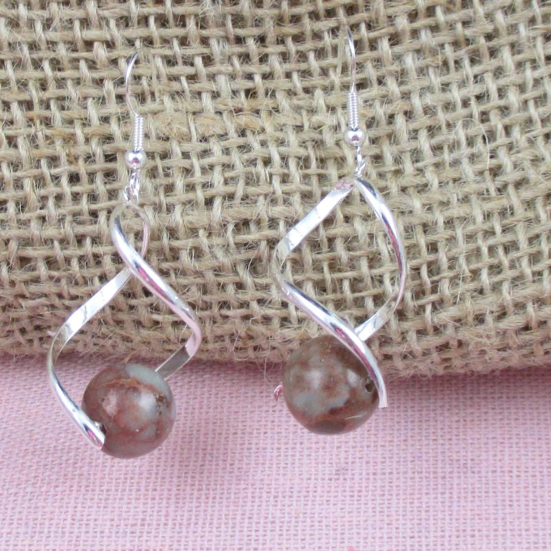 Snake Skin Jasper Long and Dangling Earrings - VP's Jewelry