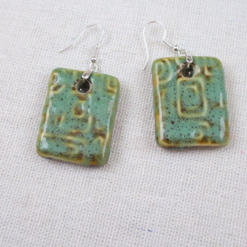 Honey & Aqua Porcelain Drop Earrings - VP's Jewelry