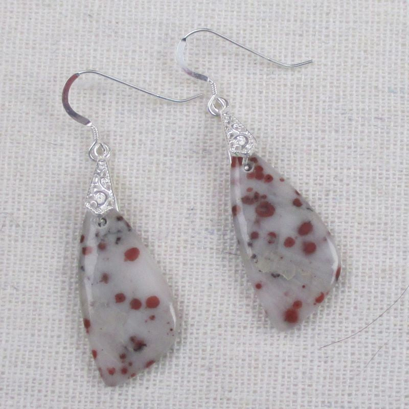 Designer Cream & Brown Jasper Earrings - VP's Jewelry