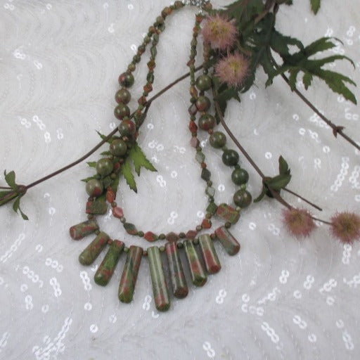 Double Strand Gemstone Unakite Necklace - VP's Jewelry