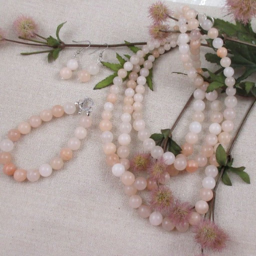 Pink Light Gemstone Designer Necklace, Bracelet & Earrings - VP's Jewelry