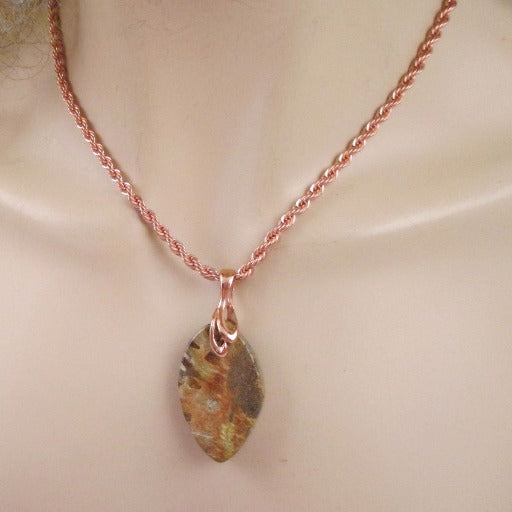 Rare Palm Wood Gemstone Pendant Copper Necklace - VP's Jewelry