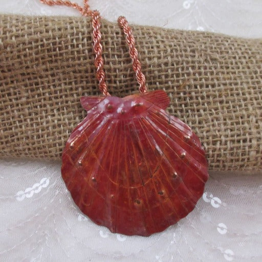 Big Bold Copper Seashell Pendant on Copper Chain Necklace - VP's Jewelry