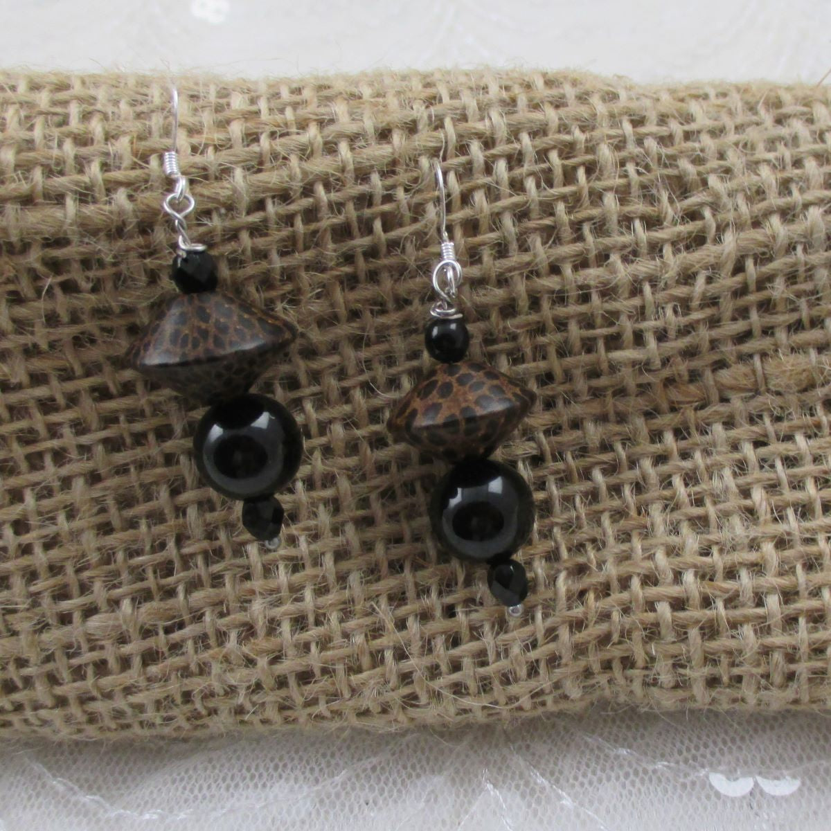 Black Onyx & Wood Earrings - VP's Jewelry