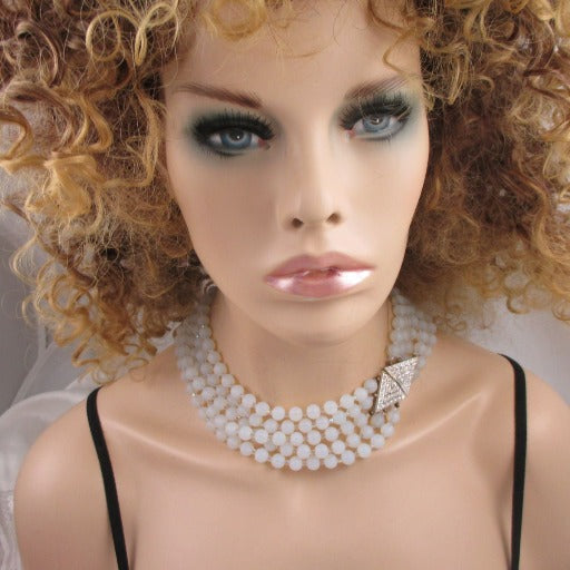 Moon Glow Sea Glass Necklace Five Strand - VP's Jewelry