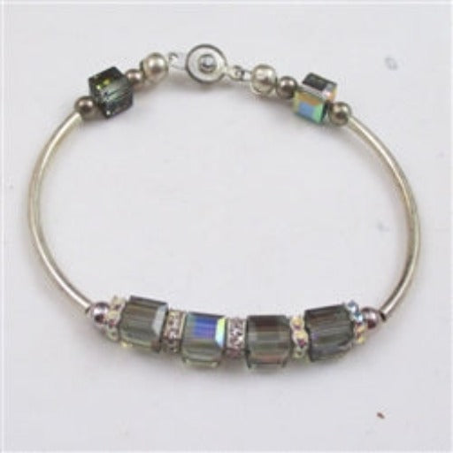 Meridian Blue Swarovski Crystal Cube Bangle Bracelet