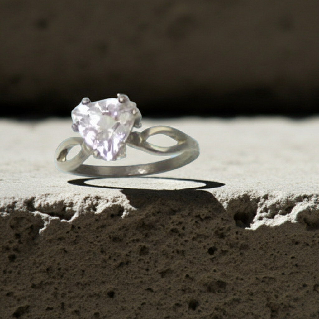 Morganite Trillion Cut Gemstone Ring Size 7