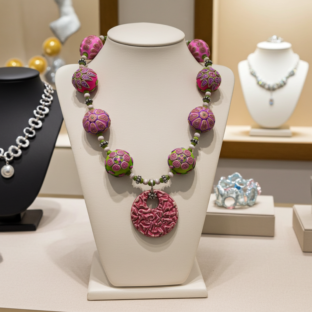Rose Fair Trade Bead Necklace Samunnat with Rose Swazi Pendant