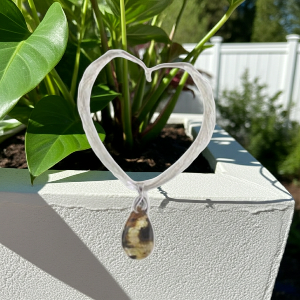 Rare Gemstone Teardrop Pendant on Mult-strand Silver Chain