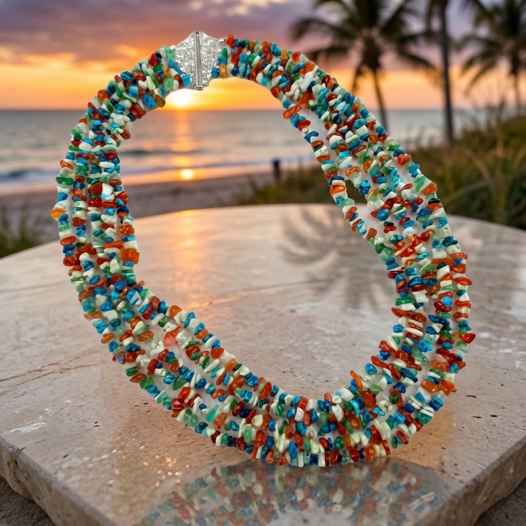 Multi-strand  Mini Chip Gemstone Necklace