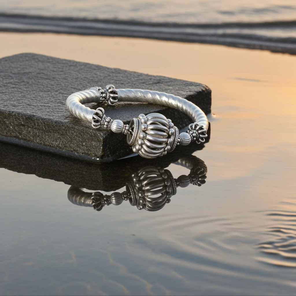 All Silver Bangle Bracelet