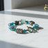 Turquoise Artisan Bead  and Larimar Blue Agate Bead  Bracelet