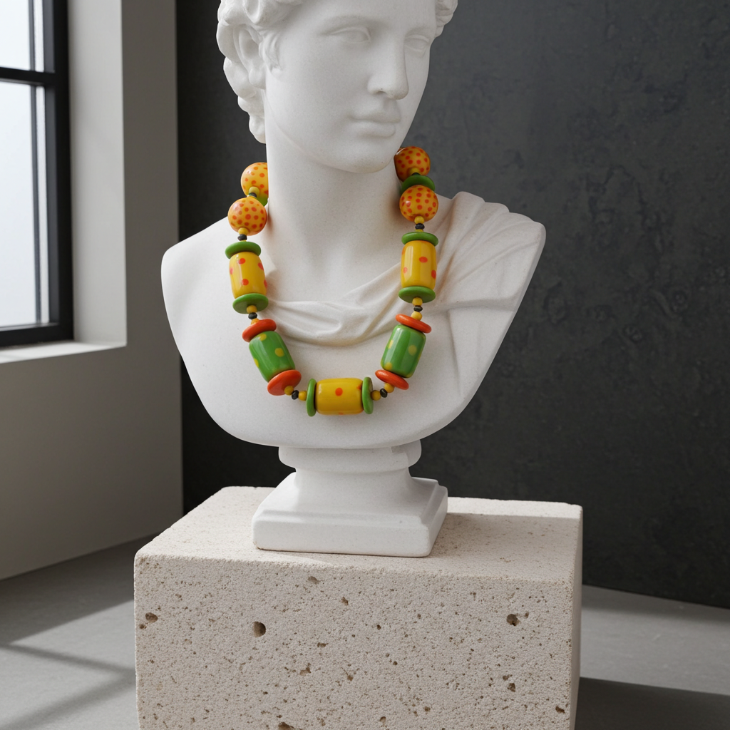 Citrus Kazuri Necklace Fair Trade Kazuri Bead Necklace