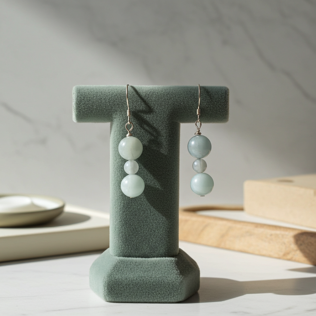 Amazonite Aqua Gemstone Beaded Dangle Earrings
