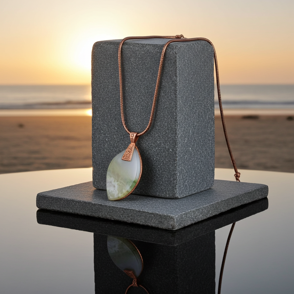 Jasper Pendant on Copper Chain Necklace