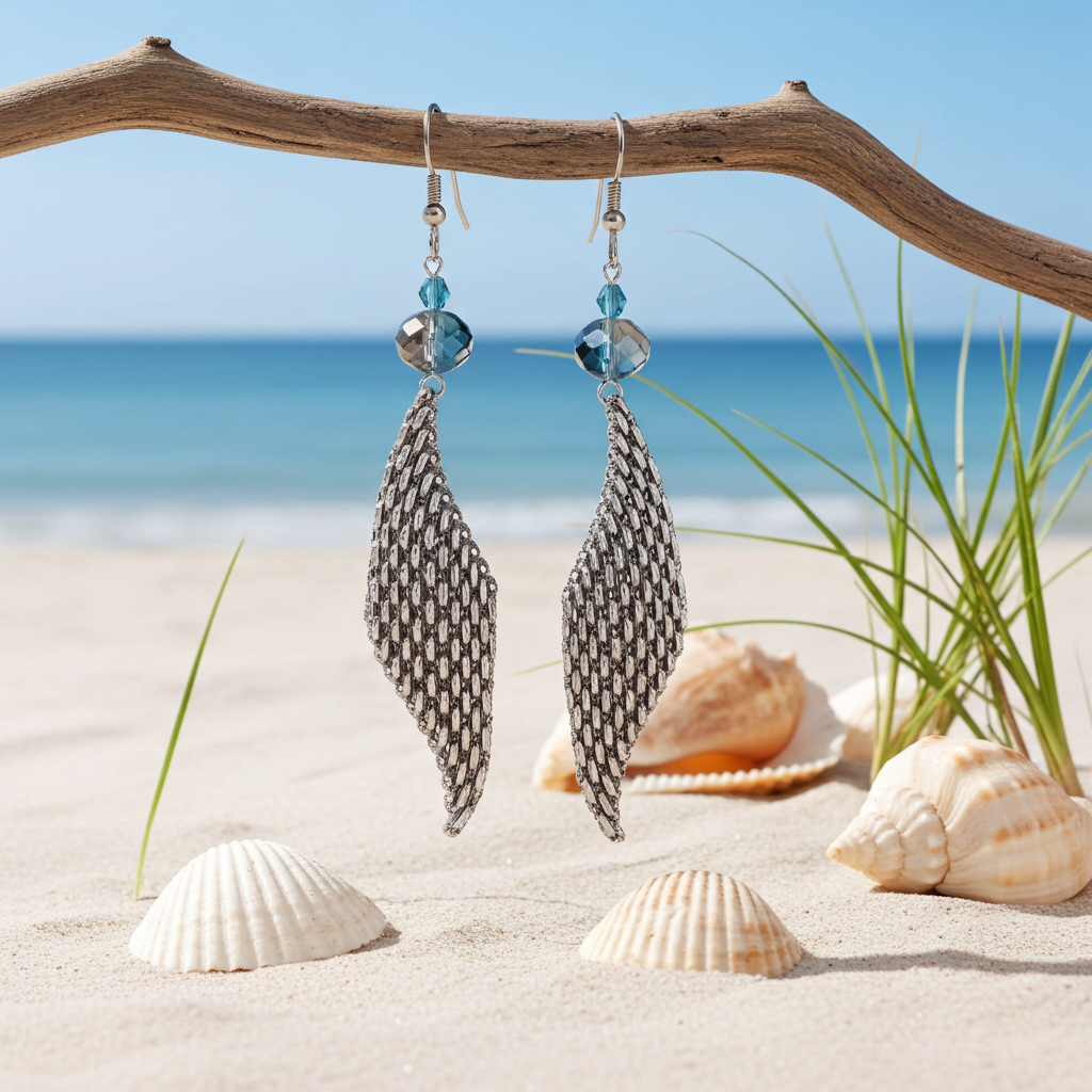 Silver Mesh Drop Earrings