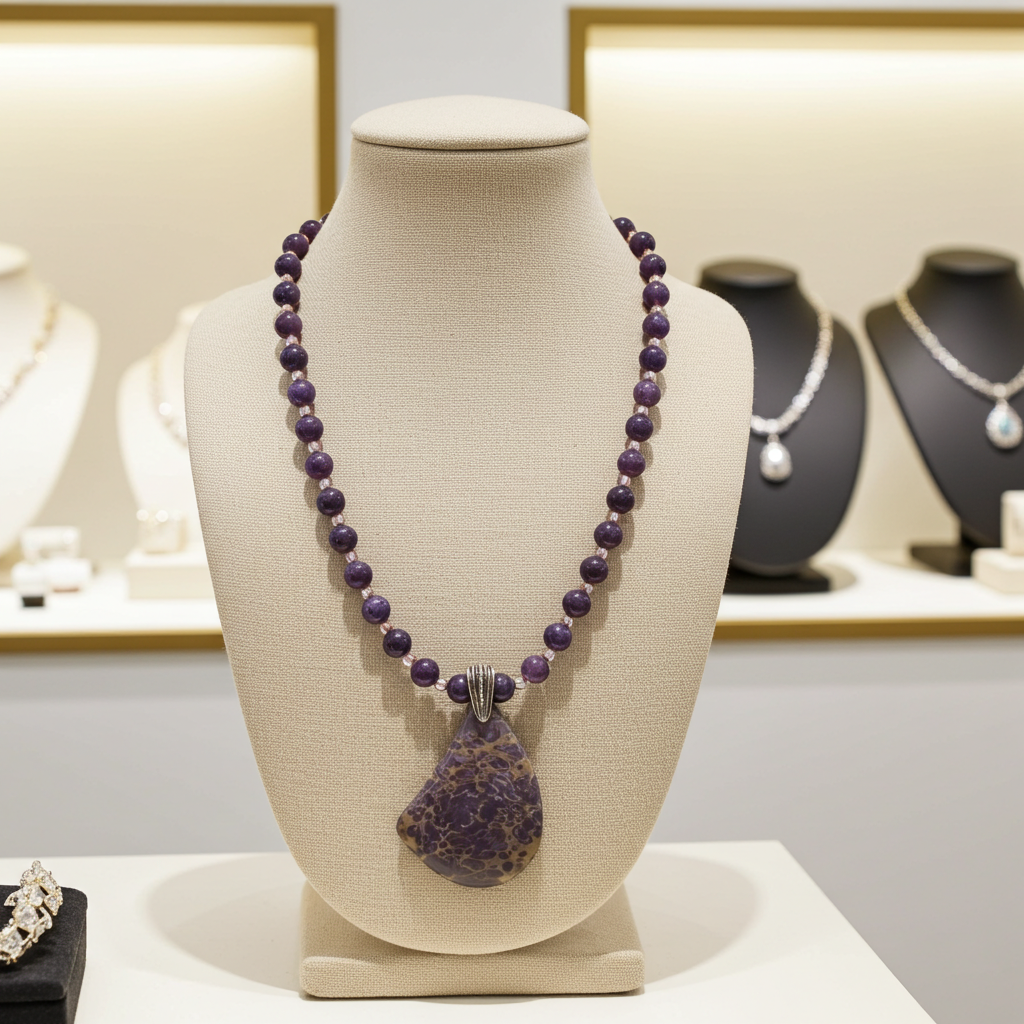 Lepedolite and Purple Nevada Variscite Gemstone Necklace