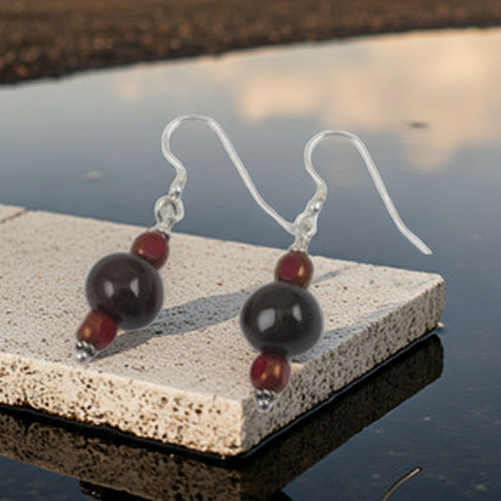Brown African Kazuri Drop Earrings